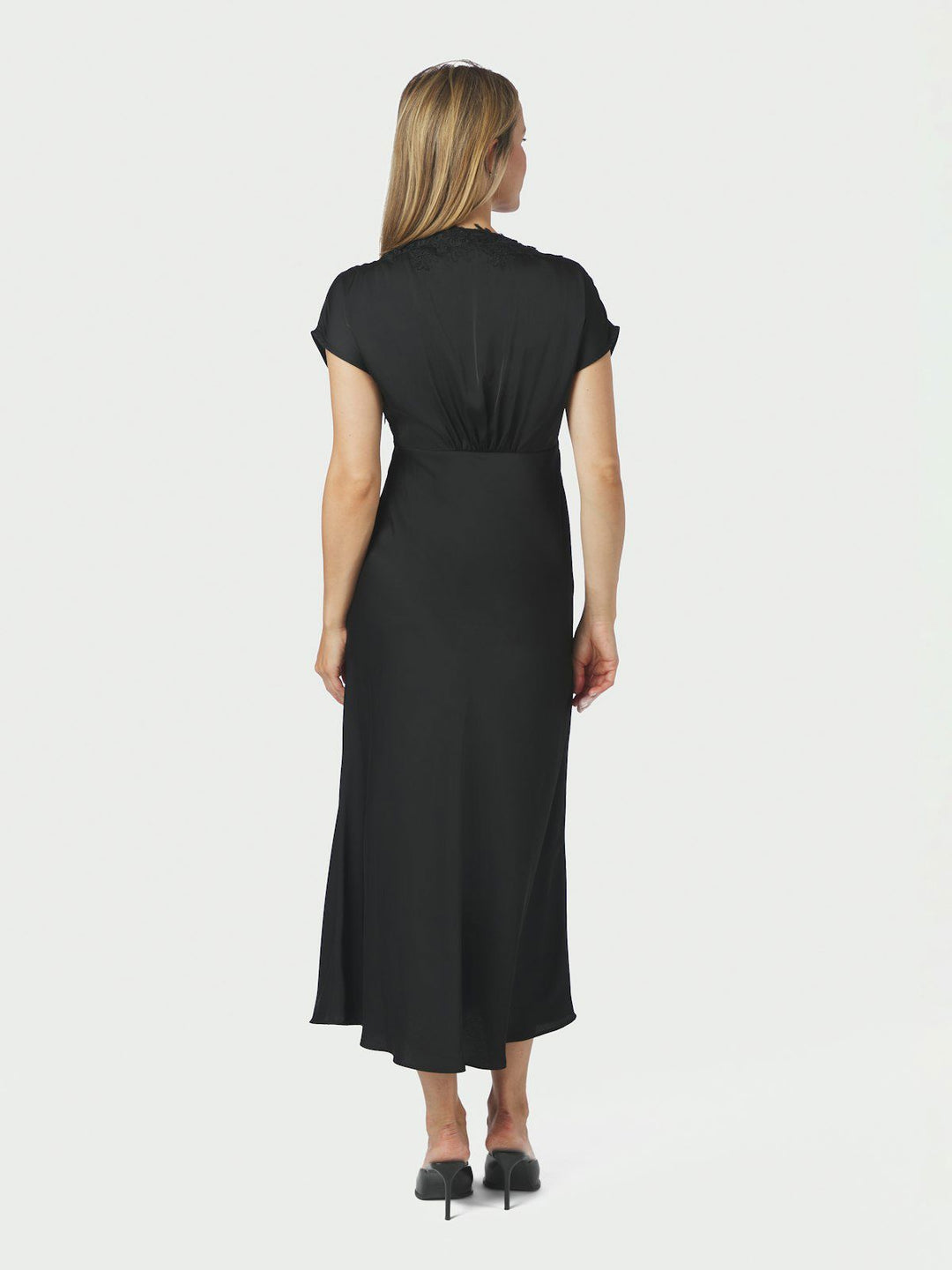 Clarita Drapy Sateen Dress Black