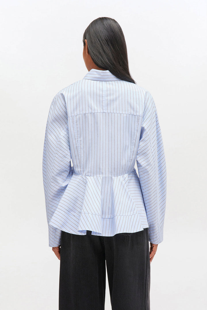 Stripe Cotton Peplum Shirt  Lavender Lustre