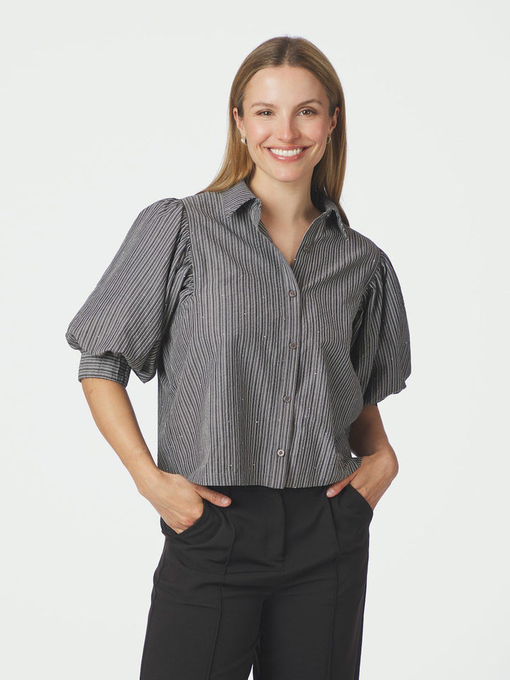 Etta Stripe B Shirt  Dark Grey