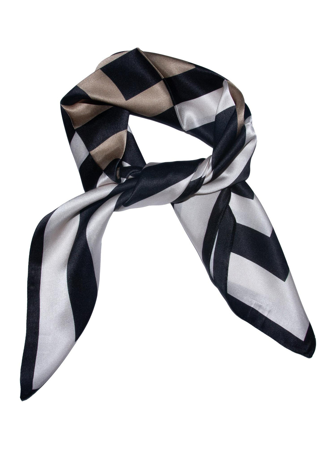 Skjerf geometrisk SILKE 65x65cm  Sort