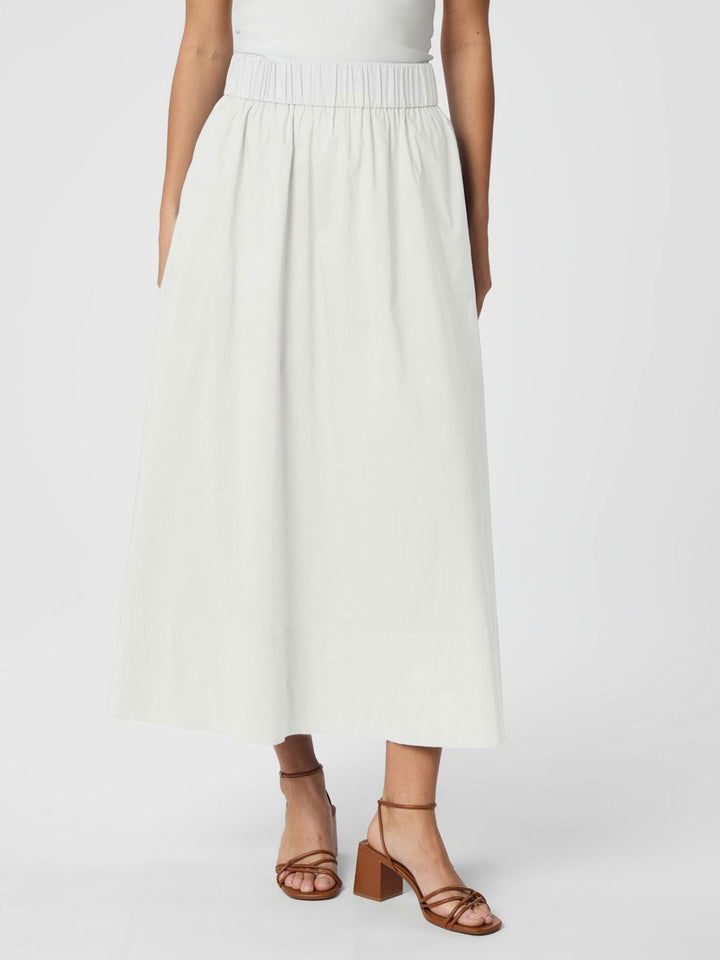 Yara Long Poplin Skirt  White