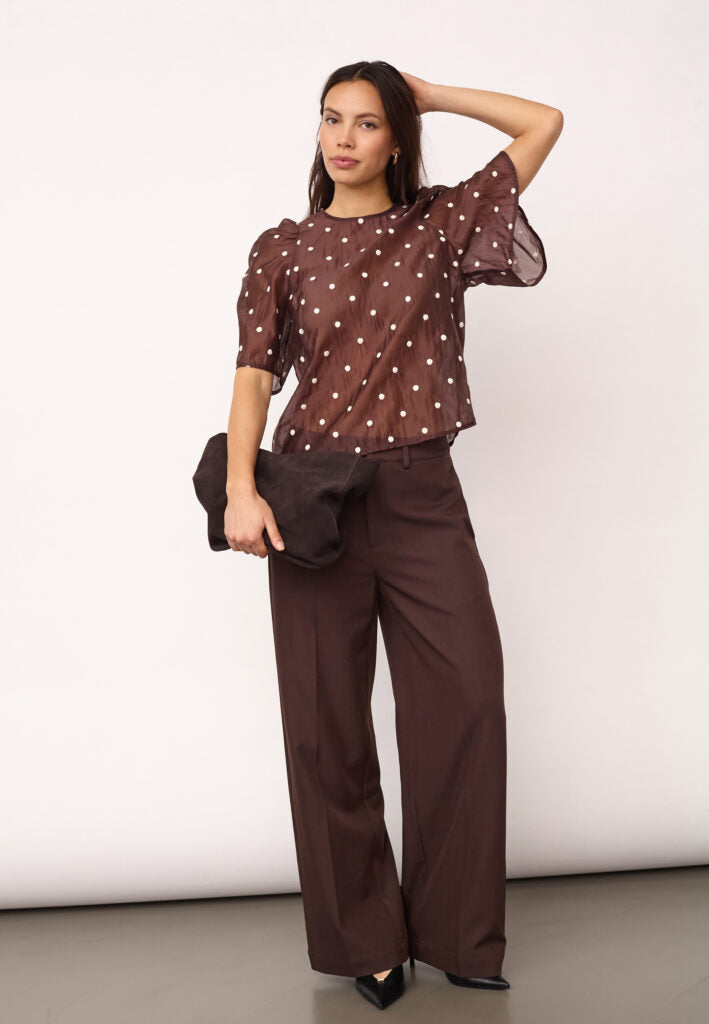 DitaCC Dot SS Blouse  Dark Brown
