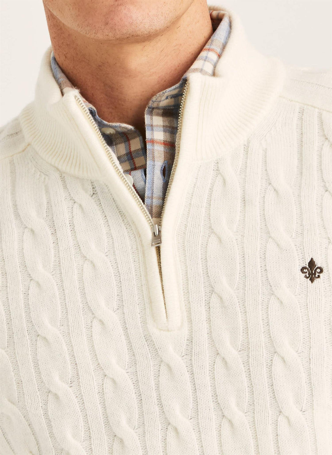 Hertford Cable Half Zip  Off White