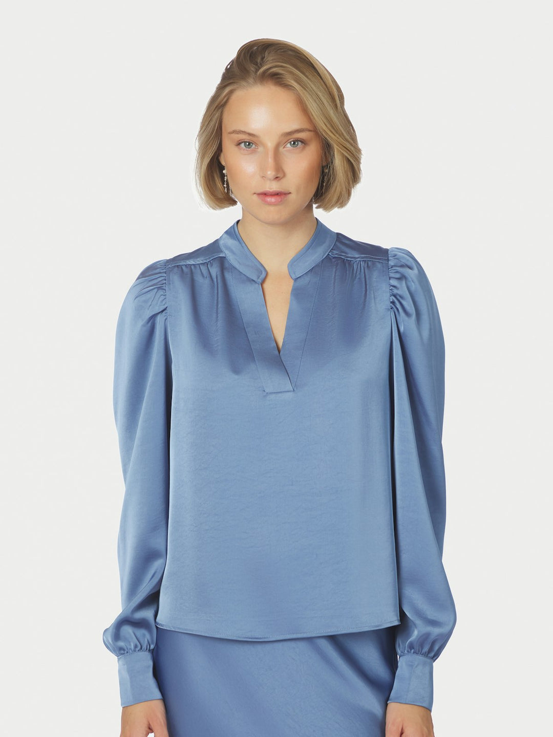 Rosslyn Heavy Sateen Blouse  Smoke Blue