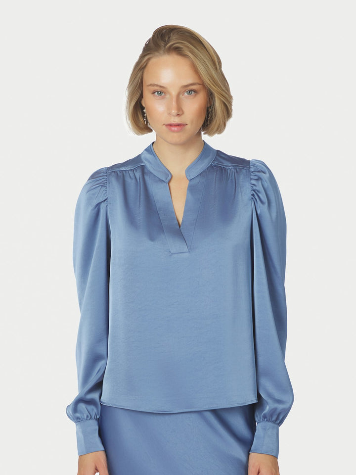 Rosslyn Heavy Sateen Blouse  Smoke Blue