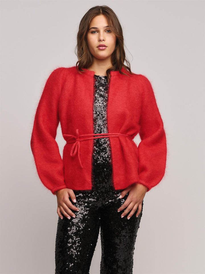 Fredrikke chunky cardigan  Bright Red