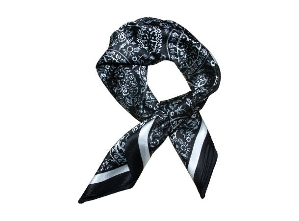 Silkeskjerf med paisley 70*70  Sort