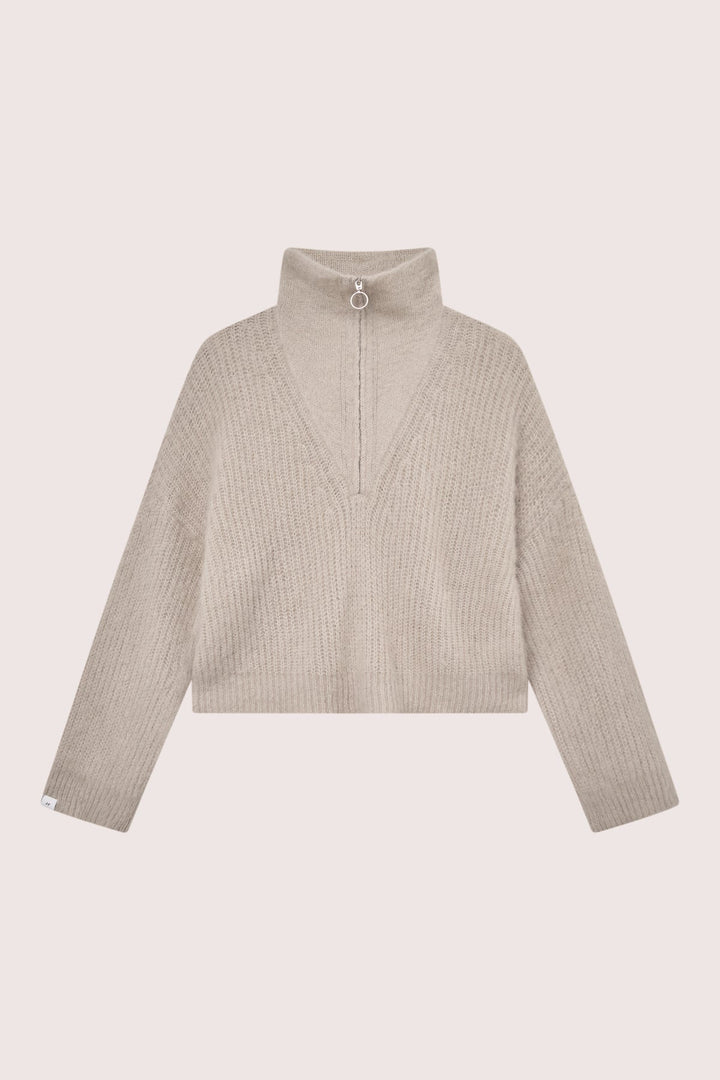 Florie Brushed Zip Knit  Warm Sand