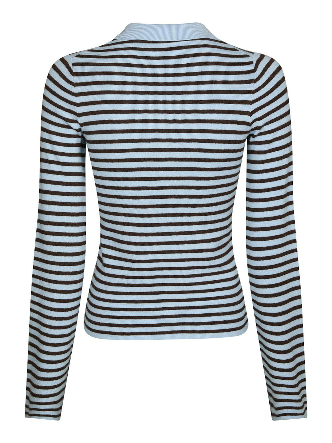 Fannya Ls Striped Knit Polo  Light Blue Stripe