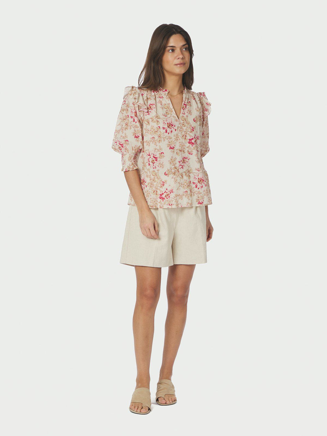 Davina Flower Rose Blouse  Rose