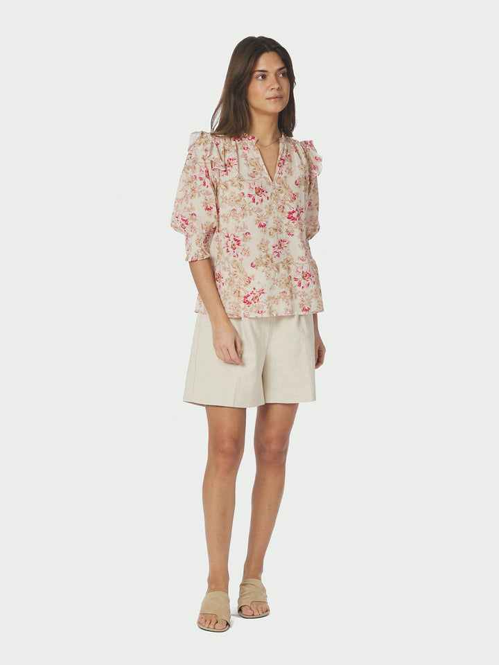 Davina Flower Rose Blouse  Rose