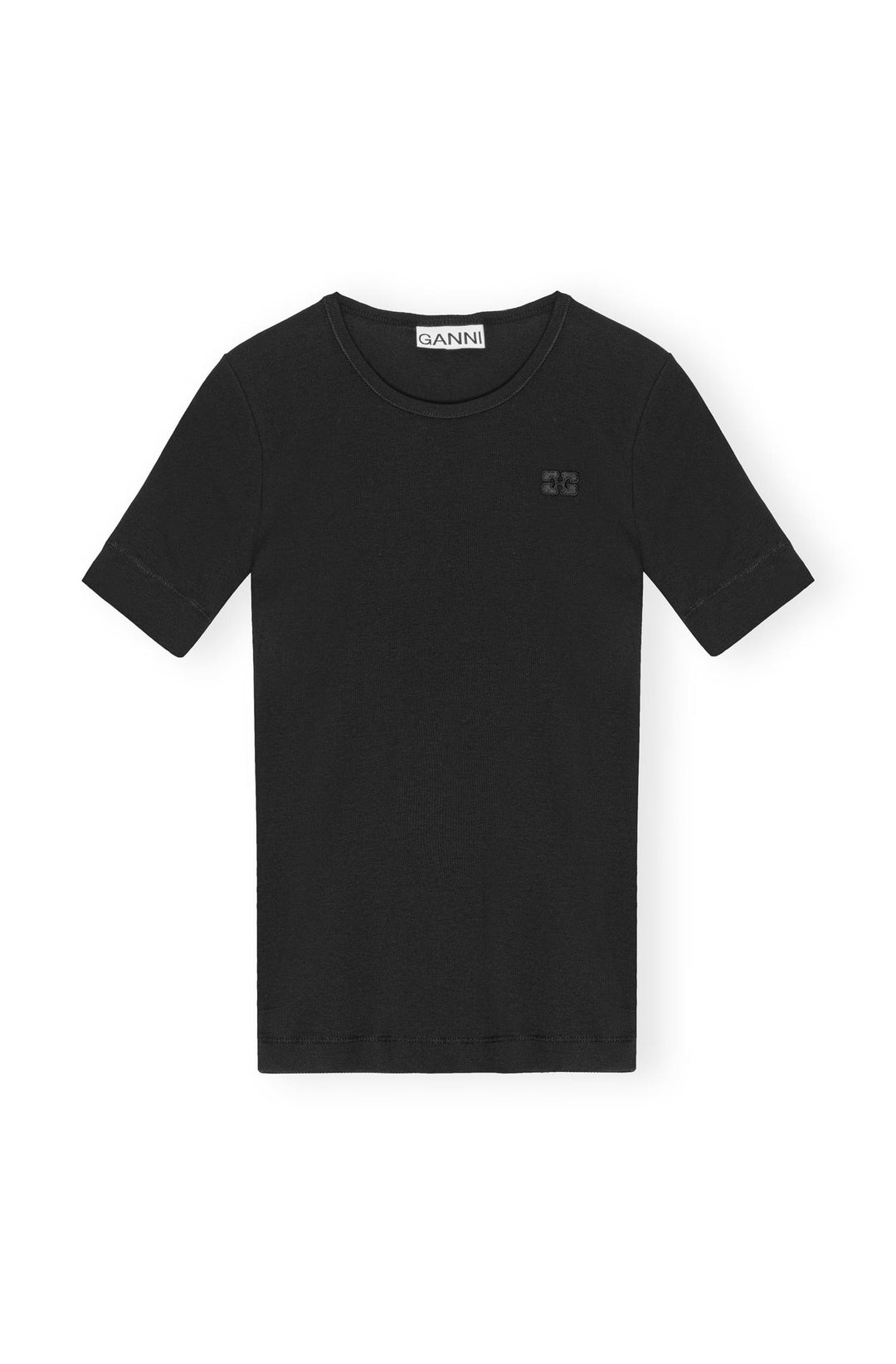 Soft Cotton Rib Short Sleeve T-Shirt  Black