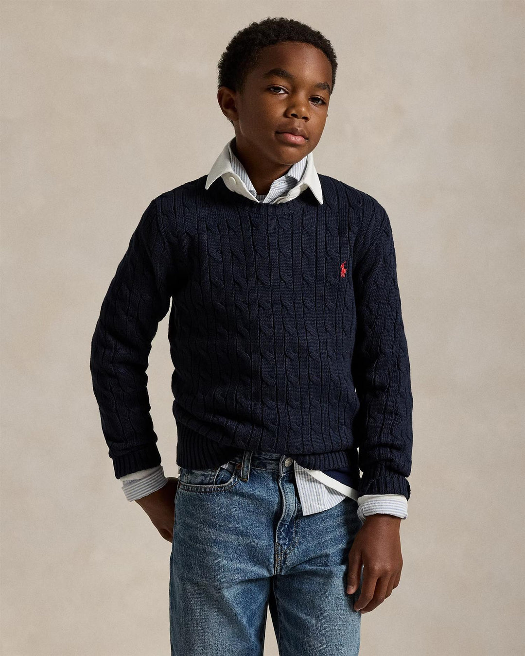 LS cable CN-Tops sweater  Navy