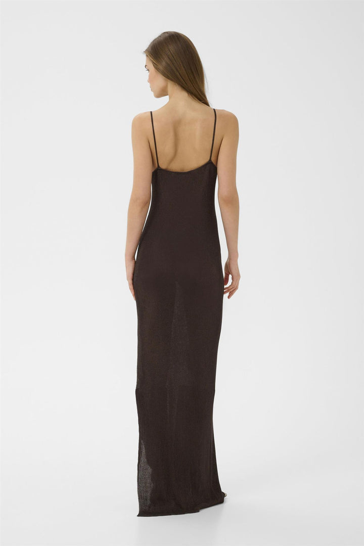 Silvi Singlet Dress  Deep Brown Metallic