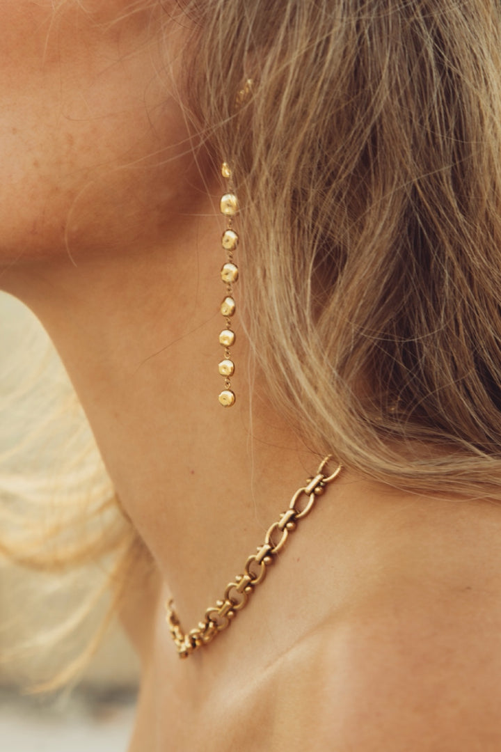 The Long Pebble Earrings  Gold