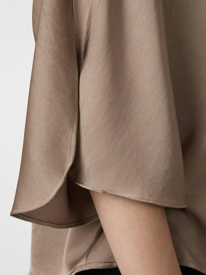 Liora Heavy Sateen Blouse  Dark Taupe