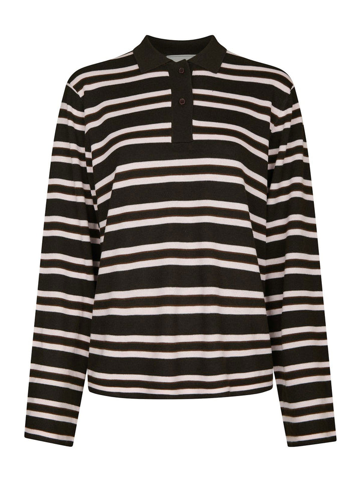 Mala Polo Knit Blouse  Dark Brown