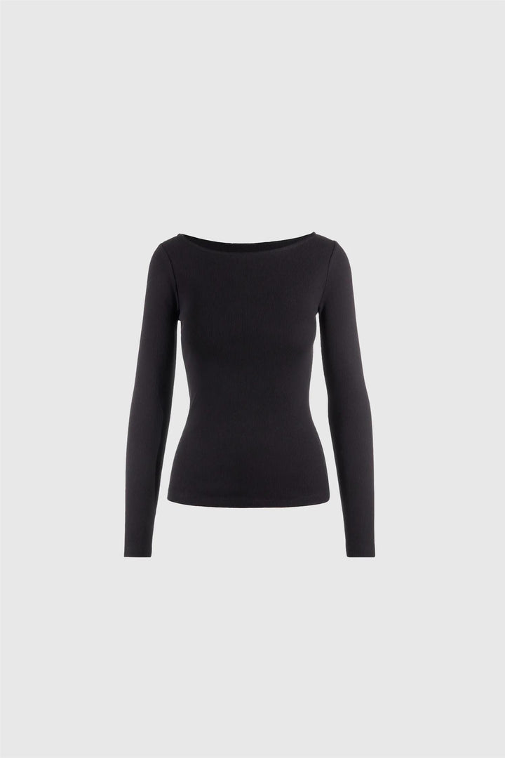 PETRONELLA RIB BOATNECK  Black