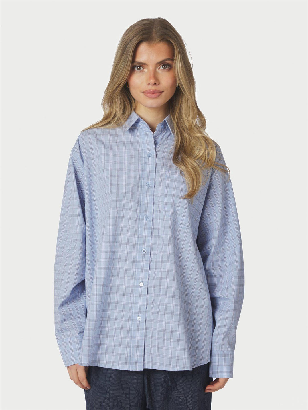 Dalma Triple Check Shirt  Light Blue