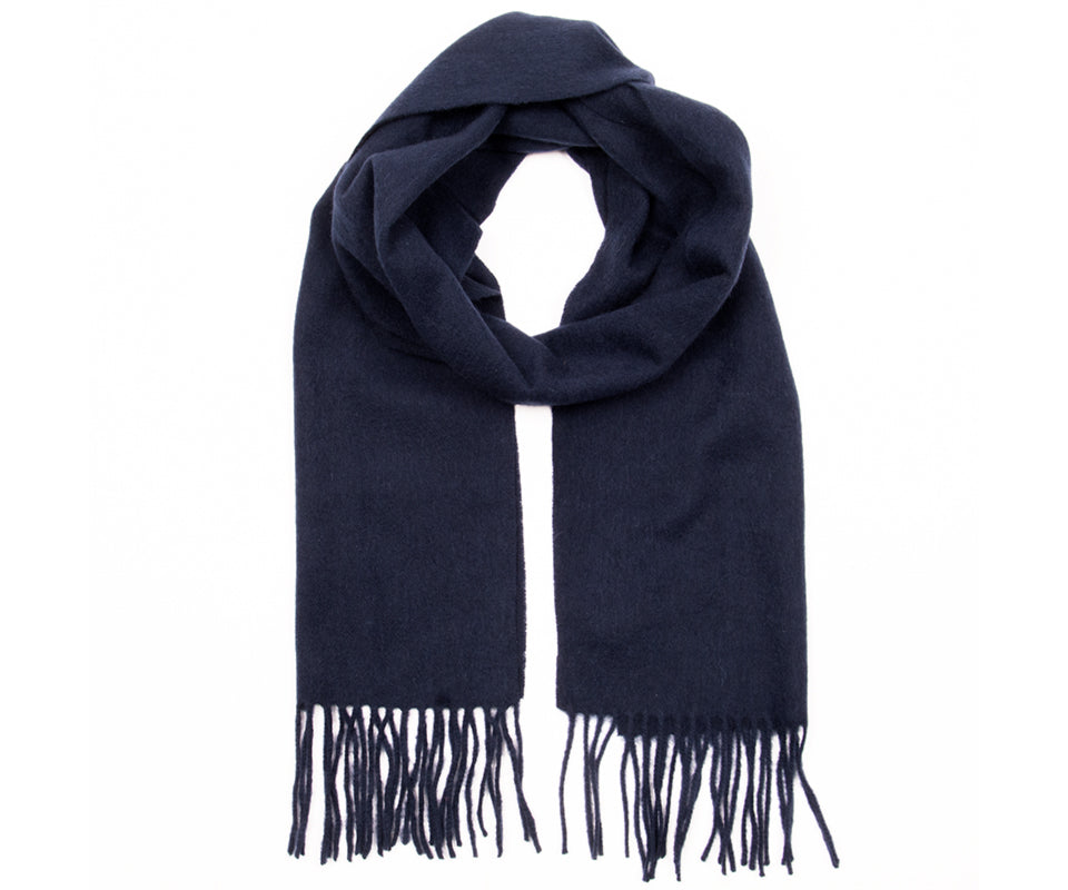 Vinterskjerf ull herre ensfarget 30x180  Navy