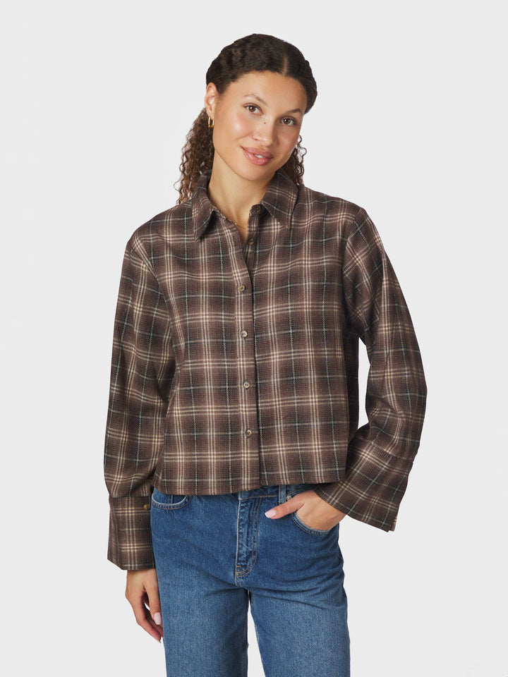 Jaylin Flannel Check Shirt Dark Taupe