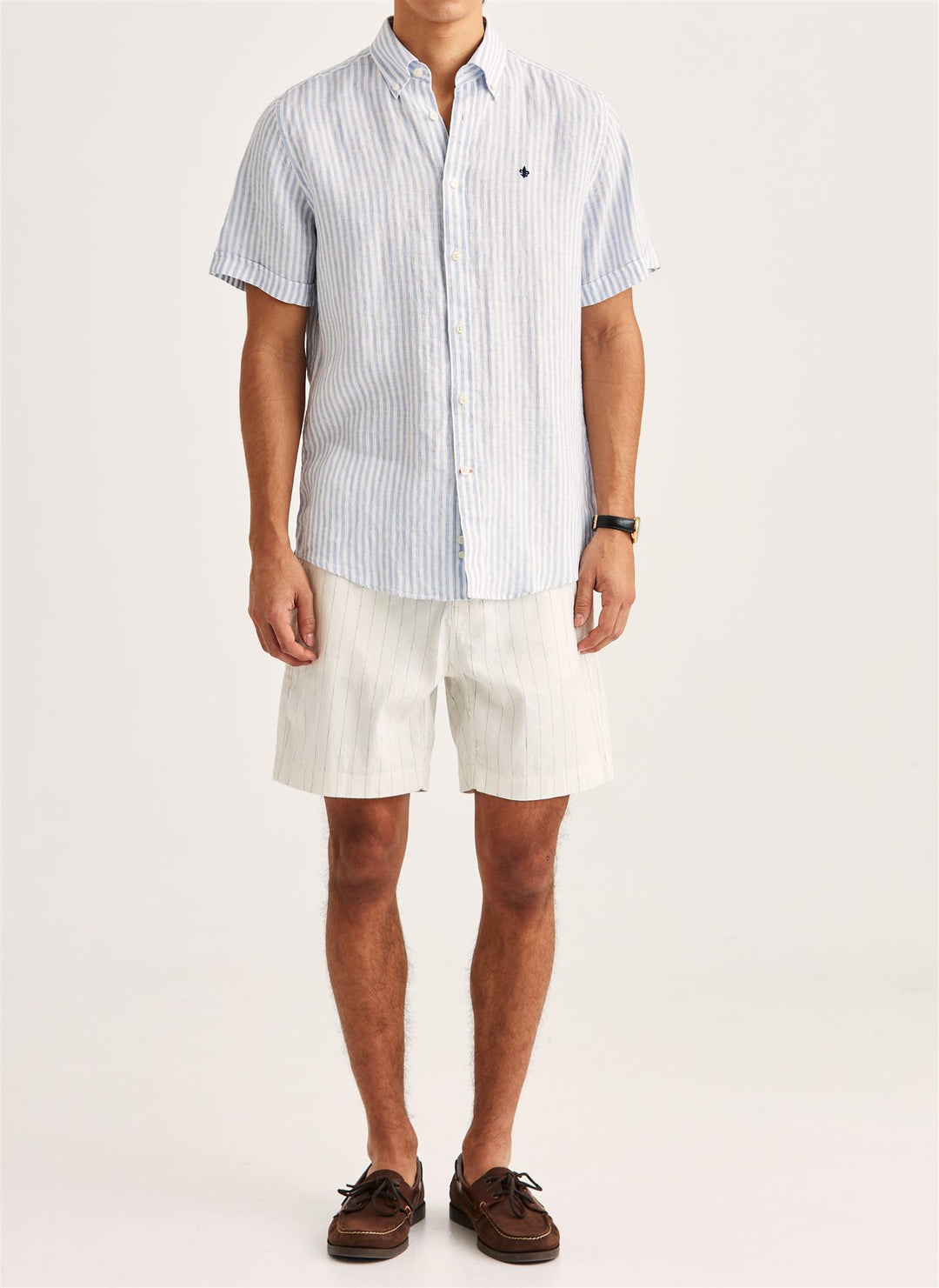 Douglas Linen Shirt SS-Classic Fit  Light Blue