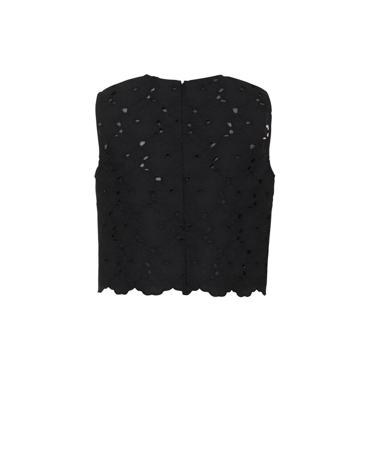 Broderie Anglaise Top  Black