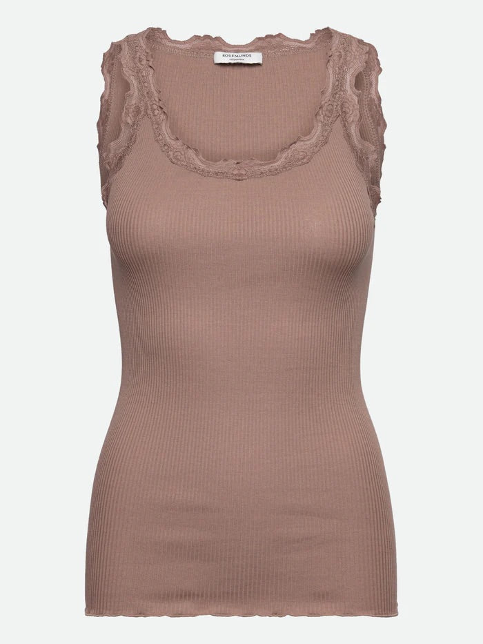 RWBabette Silk SL U-neck Lace Top  Mocha Meringue