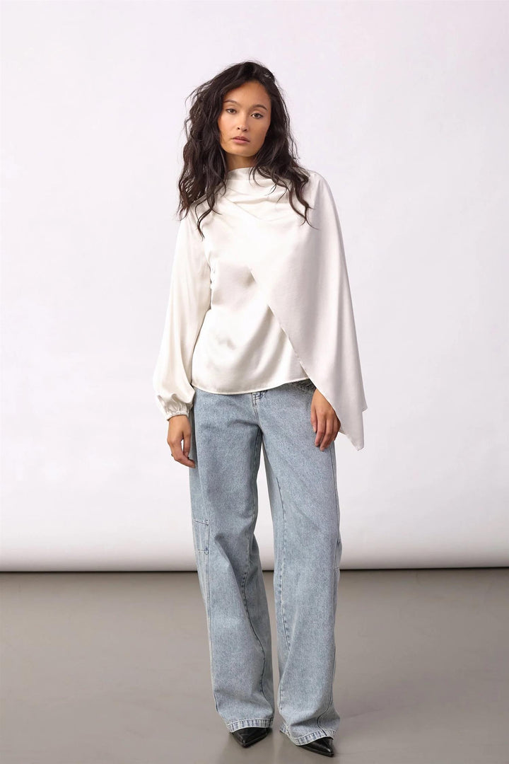 IdunCC Cape LS Blouse Off-White