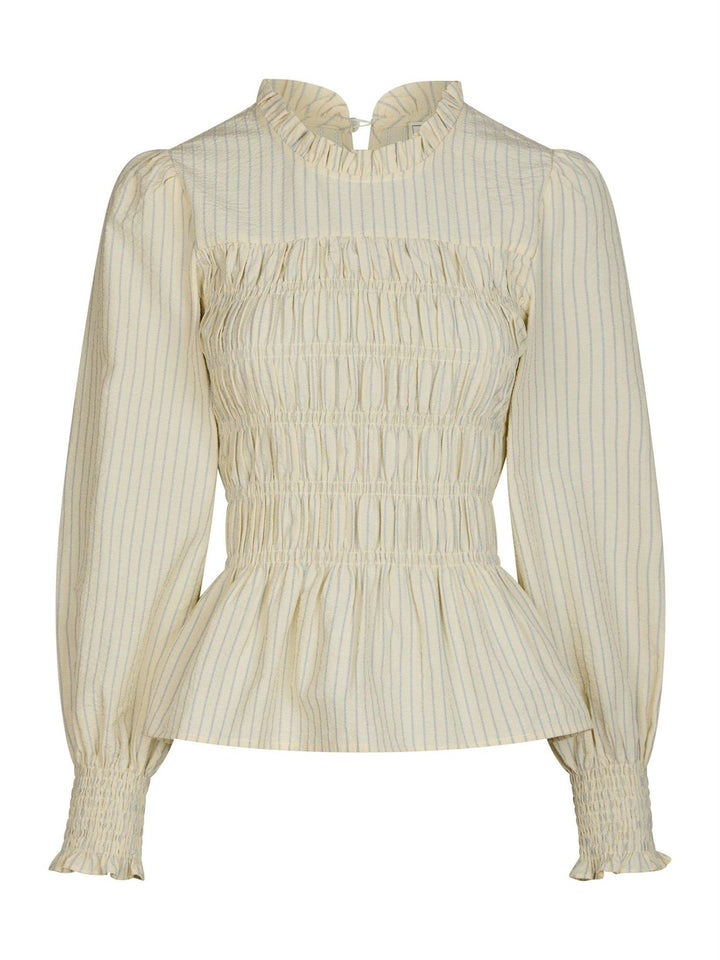 Possa Crepe Stripe Blouse  Light Yellow