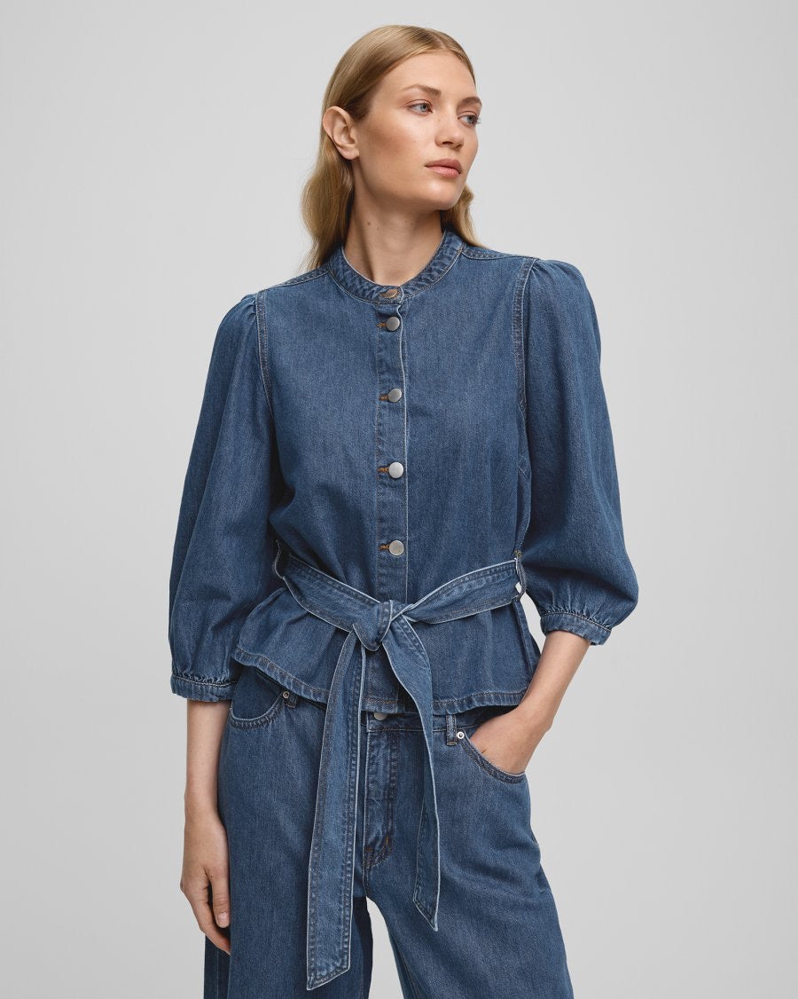 MSCH Rylan Elena 3/4 Shirt  Mid Blue Wash