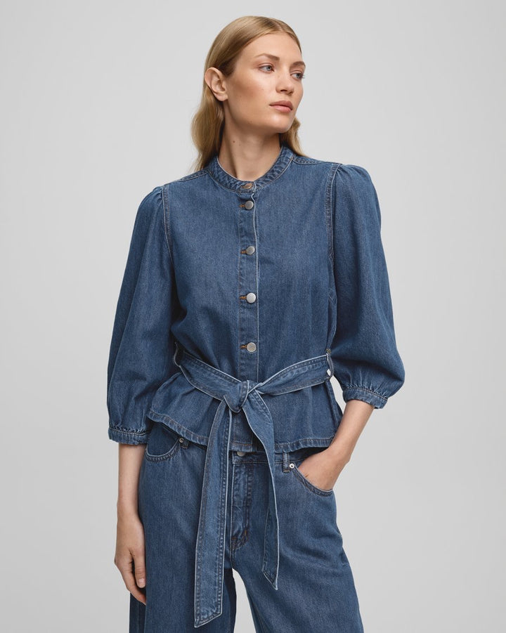 MSCH Rylan Elena 3/4 Shirt  Mid Blue Wash