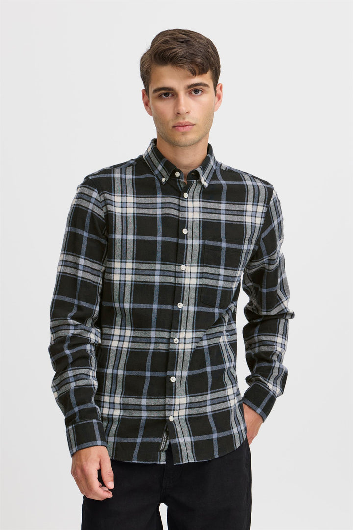 ANTON LS BD checked shirt  Dark Navy