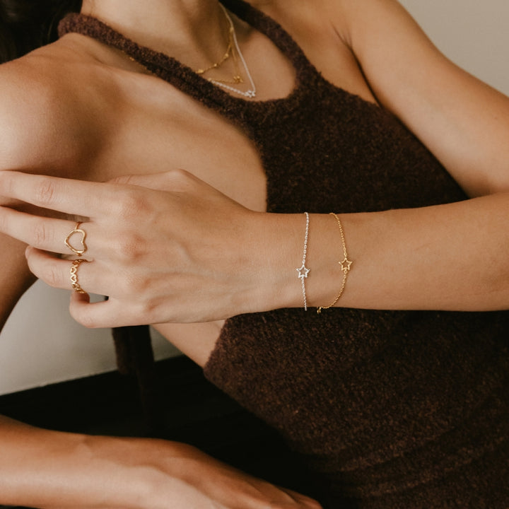 Bracelet, Organic Star Gold Plated