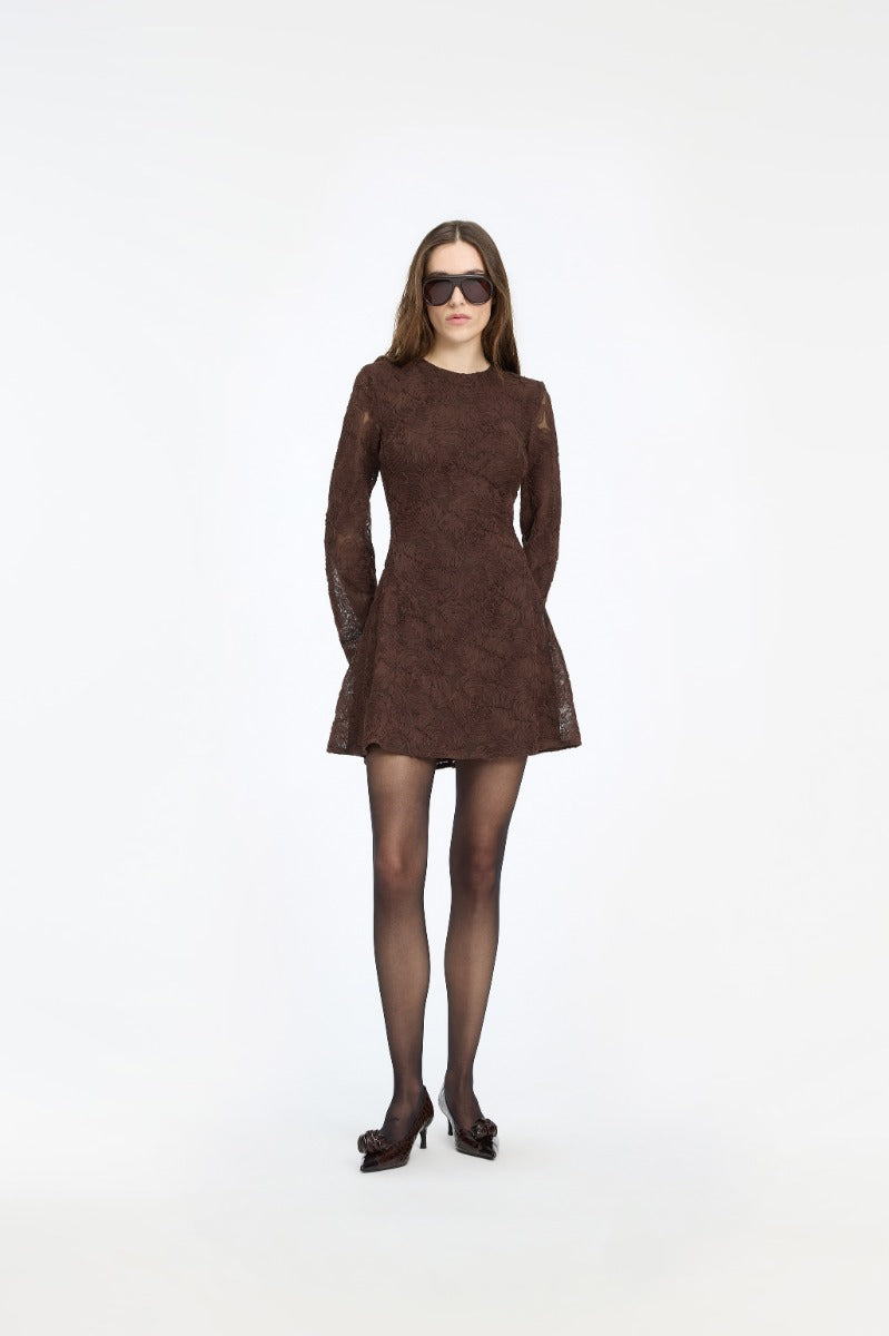 FLOWER MESH LS MINI DRESS  Molé