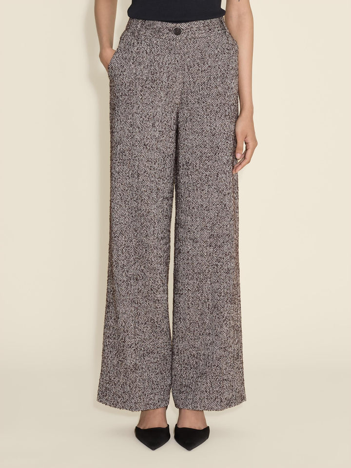 Emi Herringbone Trouser  Brown Mix