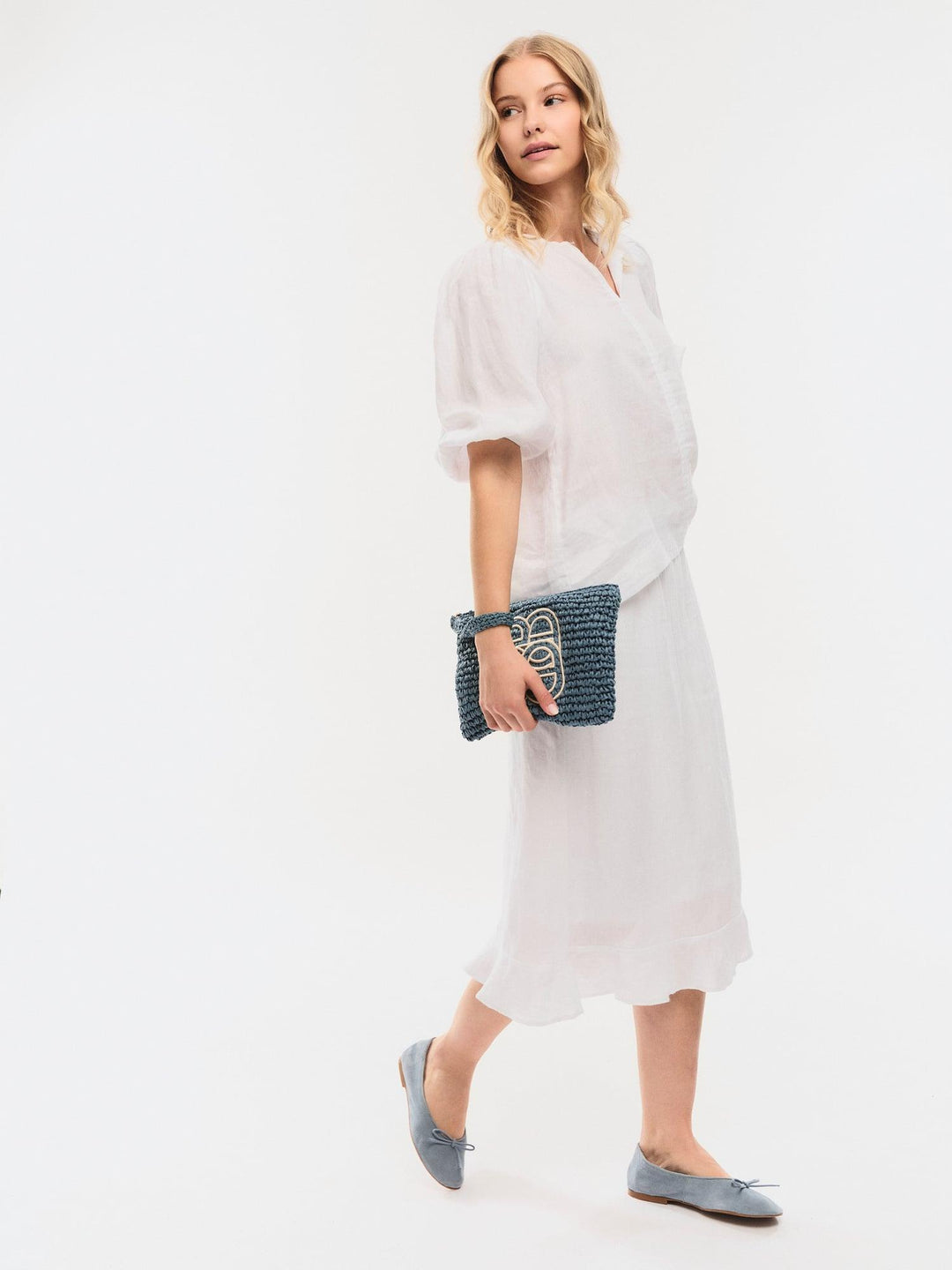 Mim Straw Clutch  Blue