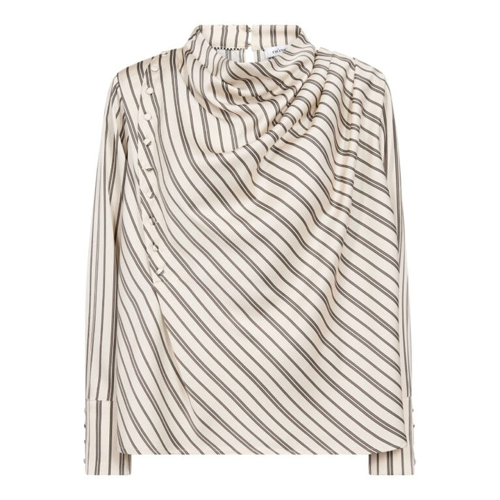 HellyCC Button Stripe Blouse  Offwhite