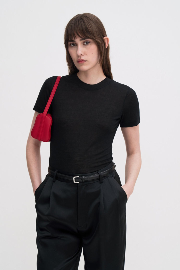 lyocell cashmere tee  Black
