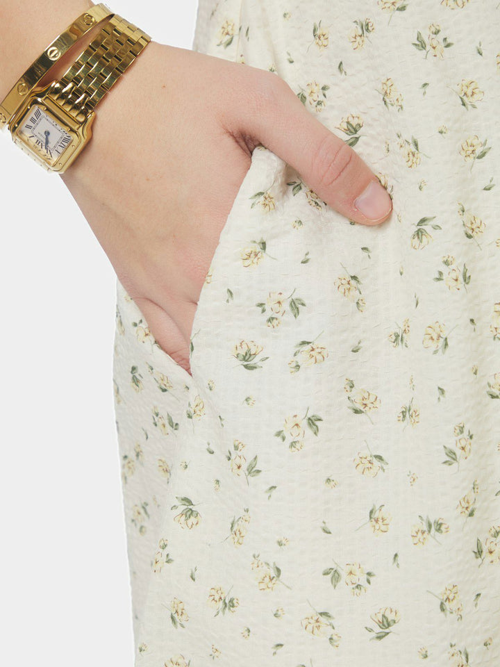 Illana Small Rose Flower Dress  Light Yellow