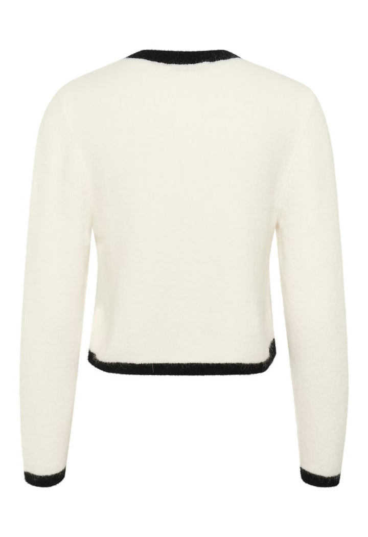 GZALPHA LS CONTRAST CARDIGAN  Ivory/Black Comb