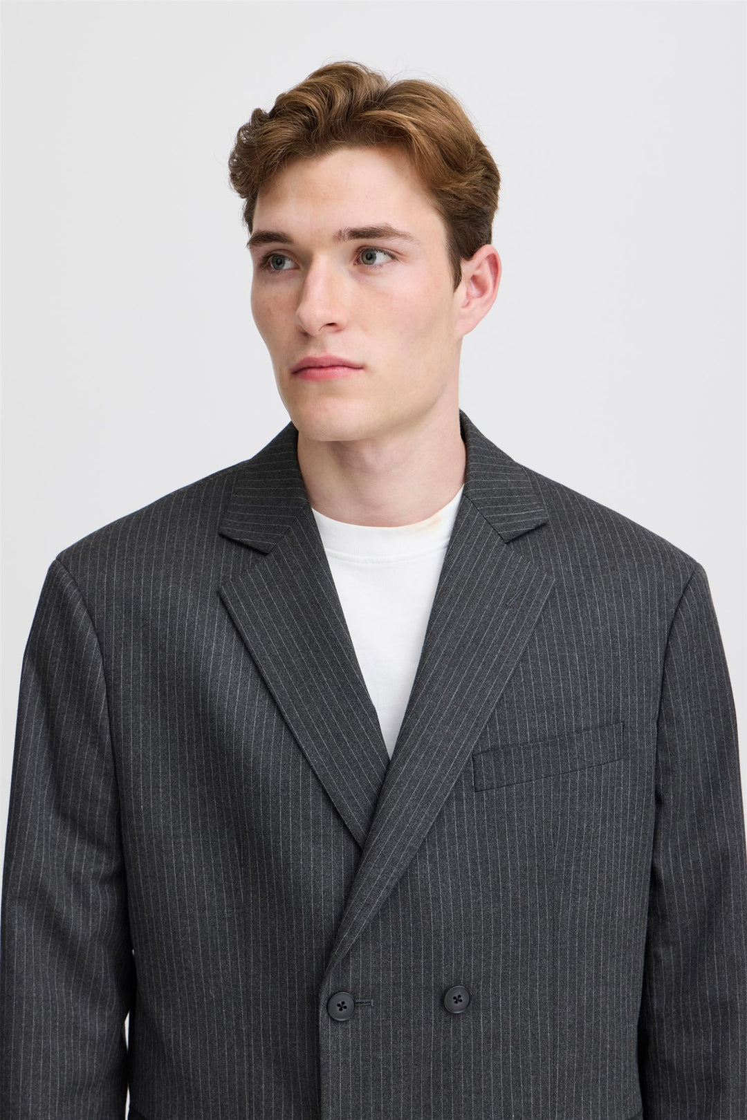 BRUCE pinstriped relaxed blazer  Dark Grey Melange