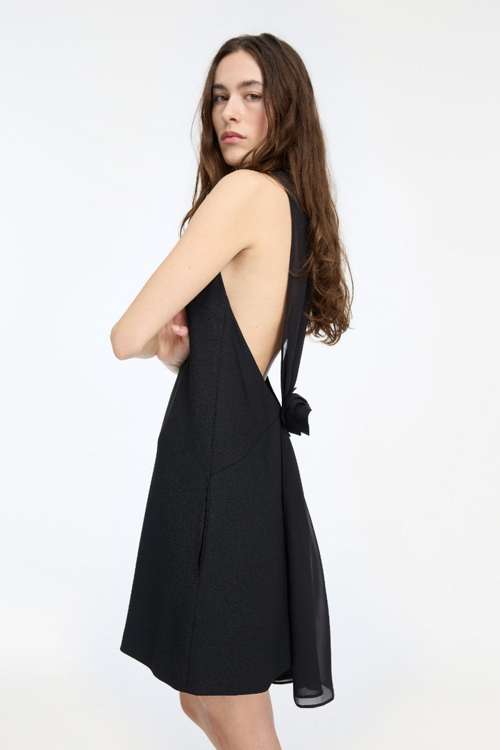 CREPE MINI A-LINE DRESS  Black