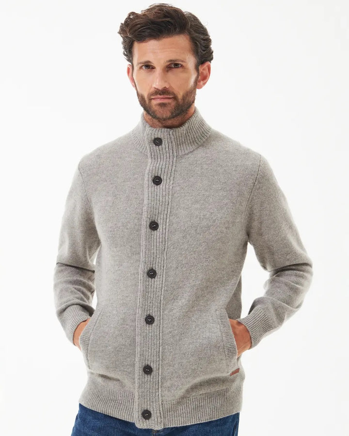 Essent Patch Zip Through Knitted Jumper  New Stone