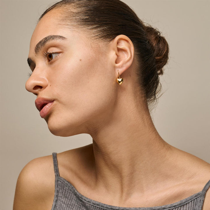 Earrings, Poma Drop Heart  925S/Gp