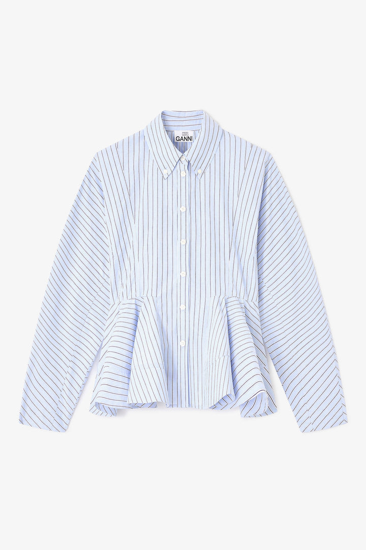 Stripe Cotton Peplum Shirt  Lavender Lustre