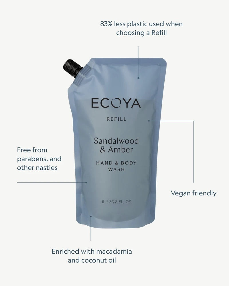 Refill Hand & Body Wash 1000ml  Sandalwood & Amber