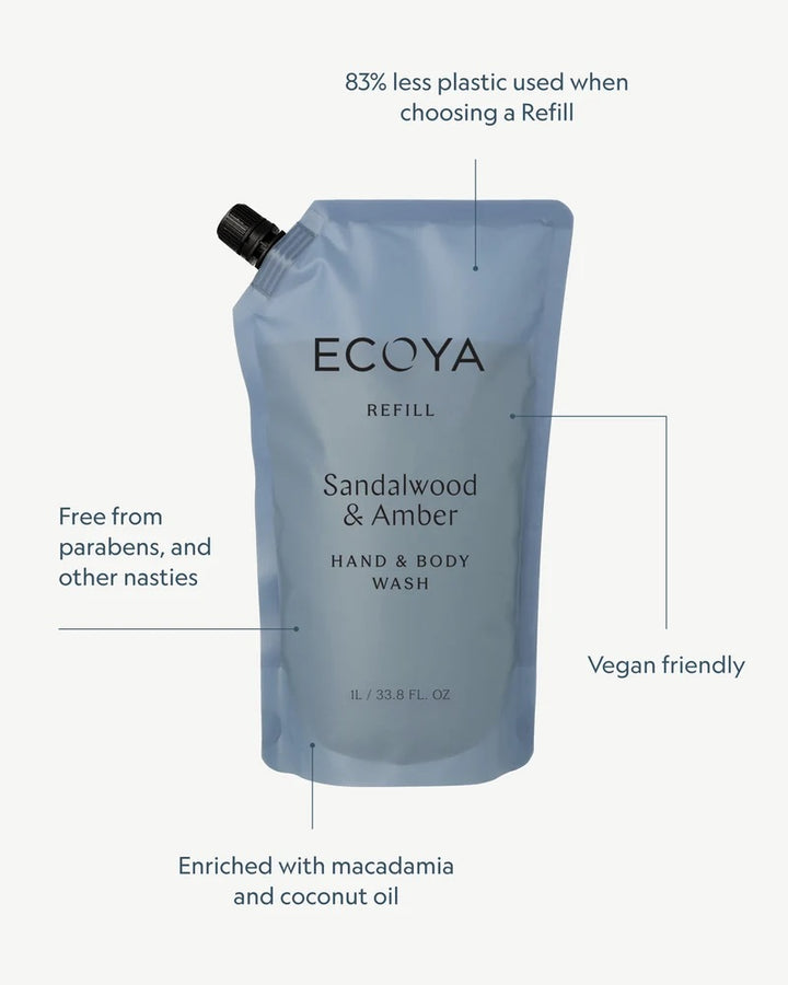 Refill Hand & Body Wash 1000ml  Sandalwood & Amber