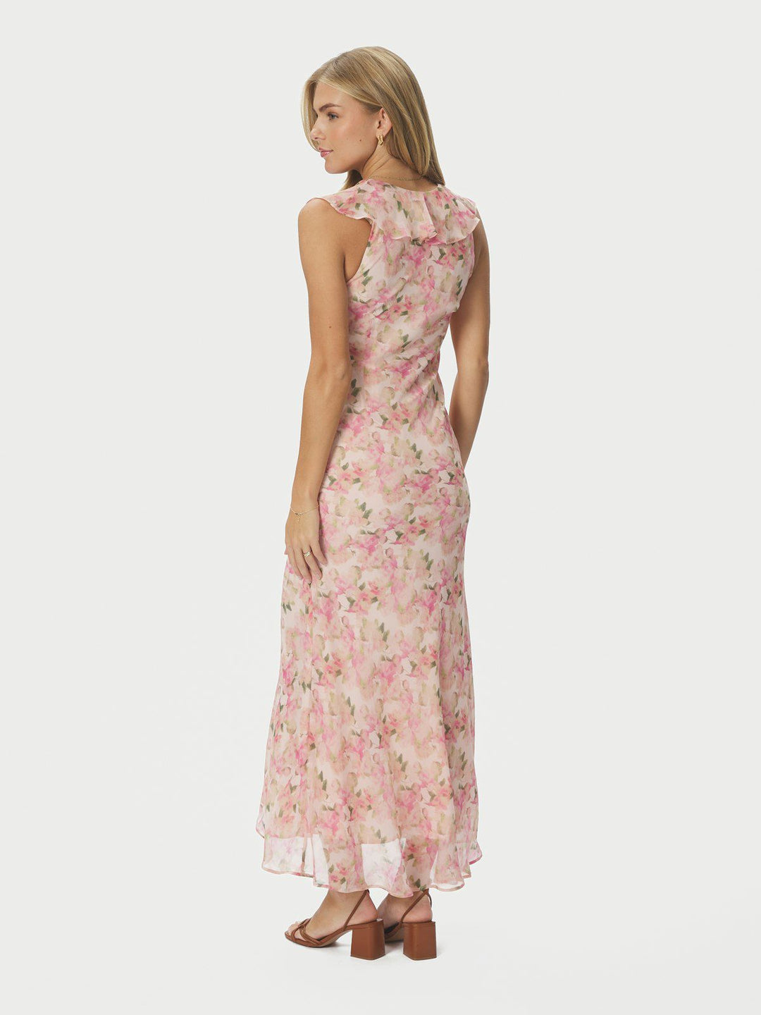 Zella Chiffon Print Dress  Dusty Pink