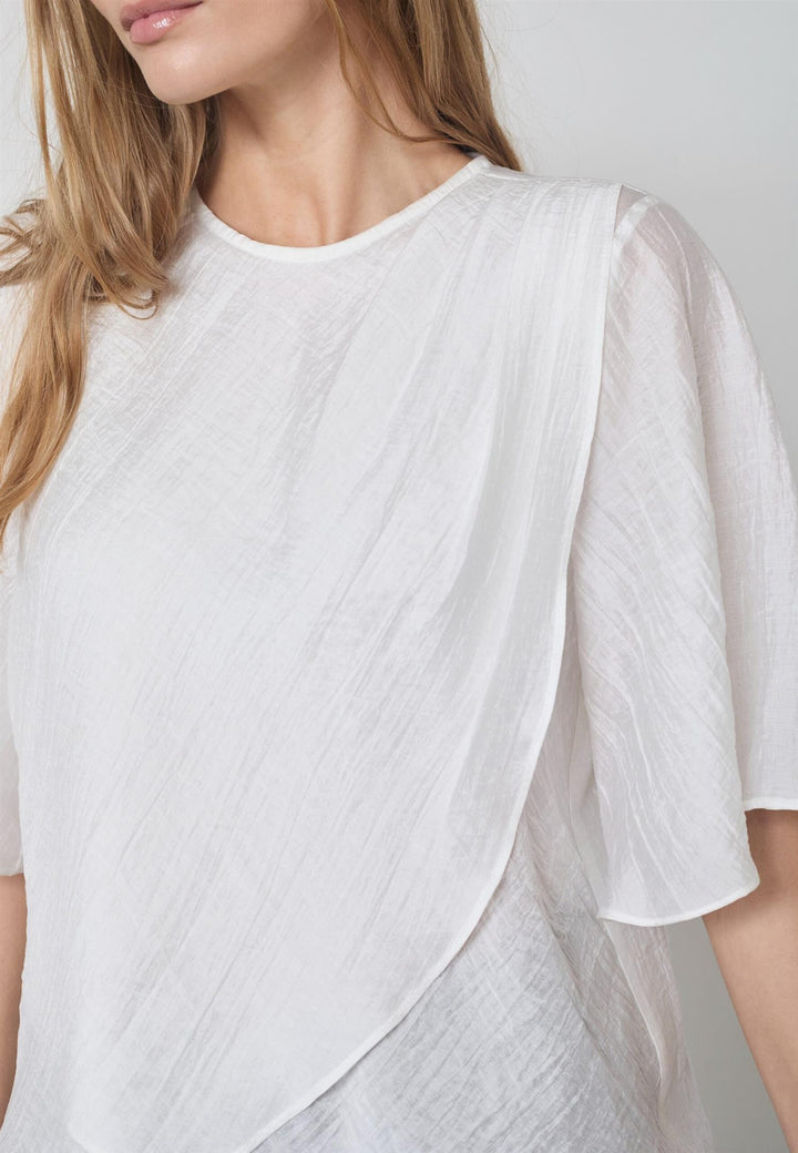 ConnyCC Drape SS blouse  White